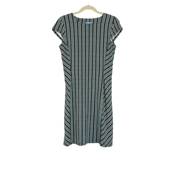 J McLaughlin Greek Key Mint & Black Sheath Size Small - Picture 1 of 2